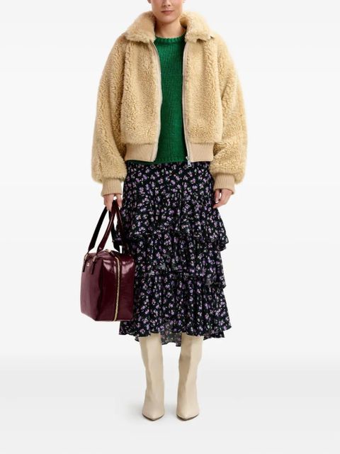 Essentiel Antwerp floral-print tiered ruffle skirt - Black