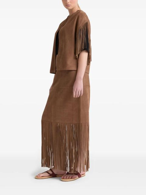 Yves Salomon fringed-trim jacket - Brown - zdjęcie produktu nr 2
