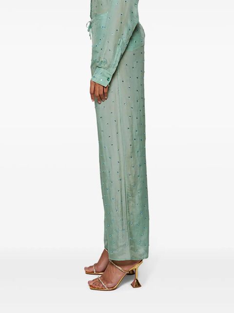Oséree Gem Pants embellished straight-leg trousers - Green