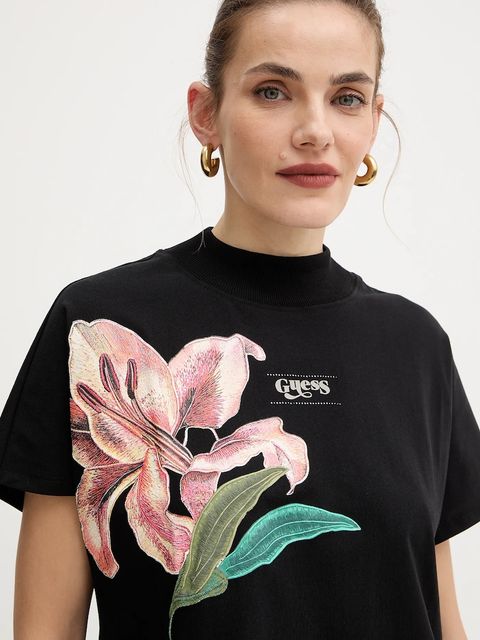 Guess t-shirt bawełniany LILY damski kolor czarny W5BI16 I3Z14