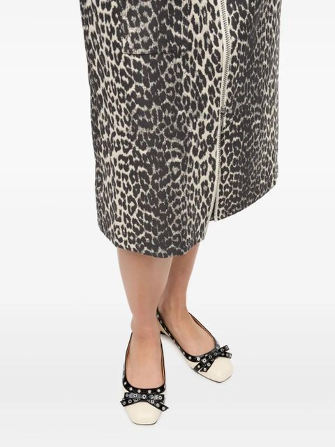 GANNI eyelet-embellishment bow-detail ballet flats - White