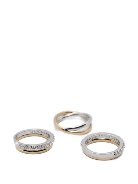 Swarovski round-cut cocktail rings (set of three) - Silver