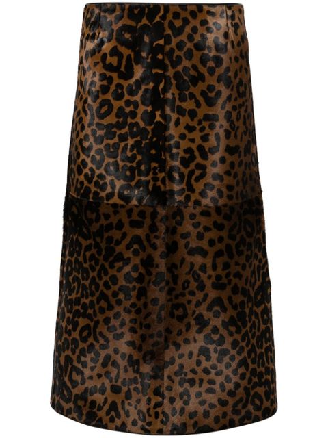 TOTEME Zeron leopard-print leather skirt - Brown - zdjęcie produktu nr 1
