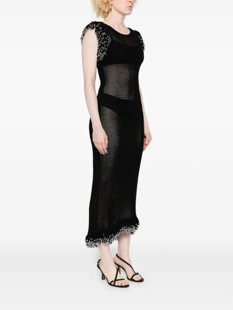 Paris Georgia beaded fringed midi dress - Black