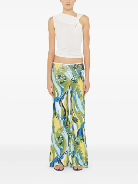 Christopher Esber floral-print ribbed trousers - Green - zdjęcie produktu nr 2