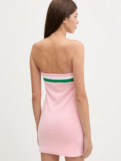 Juicy Couture sukienka welurowa VELOUR STRIPE TUBE DRESS kolor różowy mini dopasowana JCWED225353