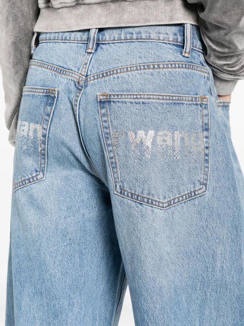 Alexander Wang crystal-embellished wide-leg jeans - Blue