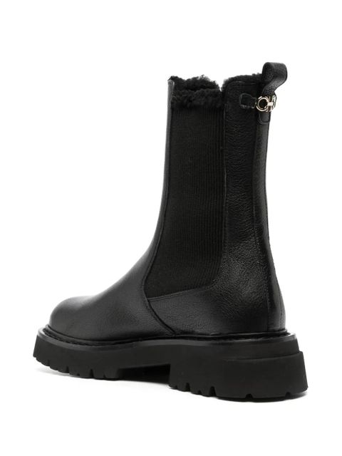 Ferragamo logo-plaque leather boots - Black