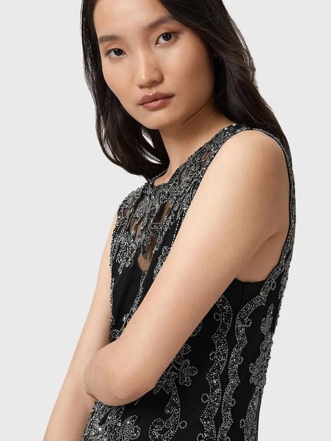 AllSaints sukienka INAYA kolor czarny mini prosta W043DD