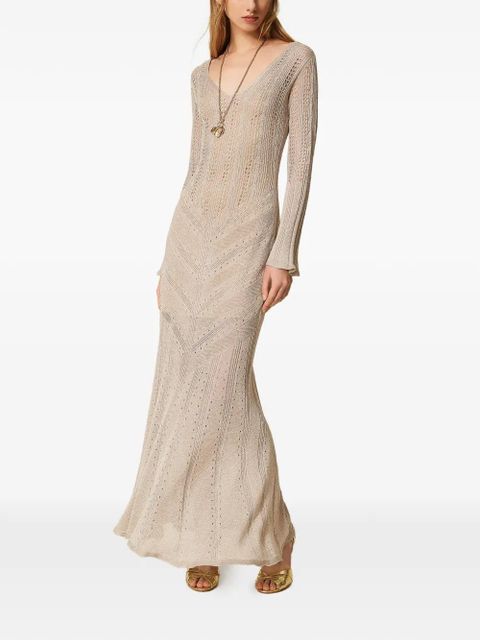 TWINSET V-neck midi dress - Neutrals - zdjęcie produktu nr 2