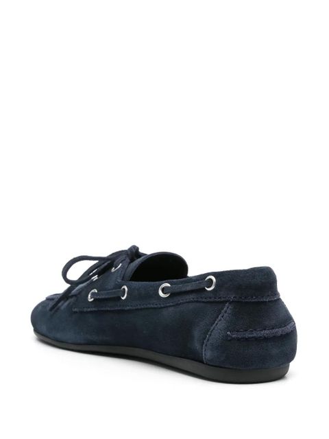Miu Miu logo-embossed suede loafers - Blue