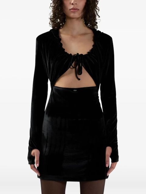 GCDS hooded ruffled mini dress - Black