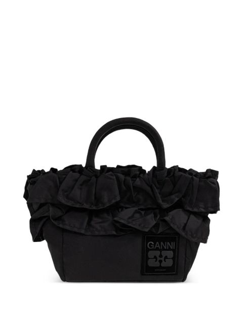 GANNI mini ruffle tote bag - Black - zdjęcie produktu nr 1
