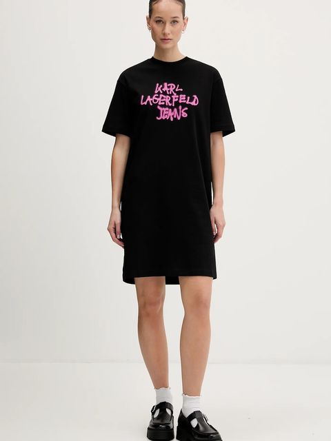 Karl Lagerfeld Jeans sukienka bawełniana kolor czarny mini oversize B1W13043