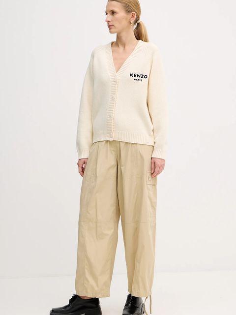 Kenzo kardigan wełniany Pop damski kolor beżowy ciepły FF52CA4983LA.02