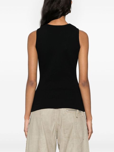 Magda Butrym floral-appliqué ribbed tank top - Black