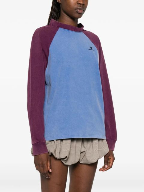 SHUSHU/TONG raglan-sleeve logo-embroidered sweater - Blue