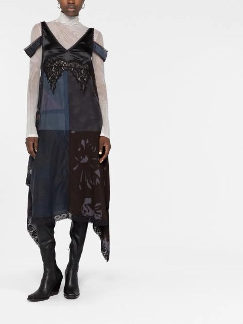 Marine Serre V-neck silk midi dress - Blue - zdjęcie produktu nr 2