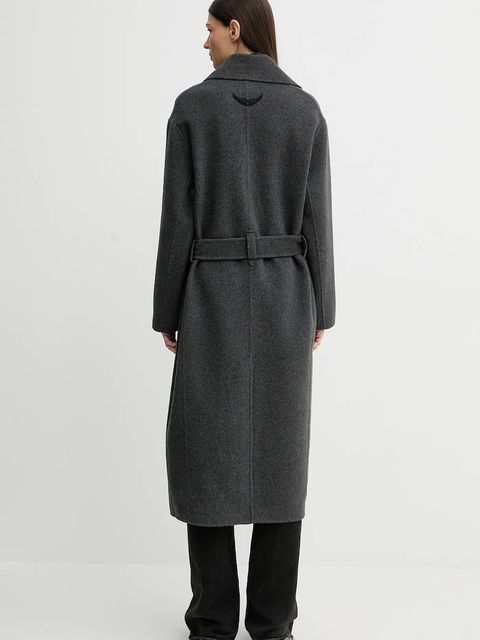 ZADIG&VOLTAIRE płaszcz z dodatkiem wełny kolor szary WWCO01237 - zdjęcie produktu nr 2