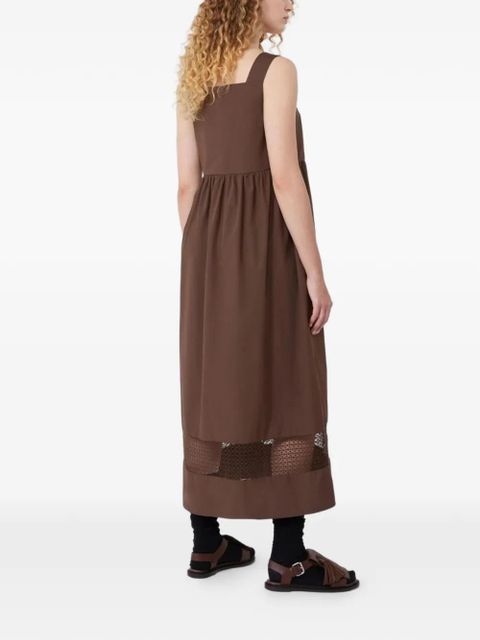 Weekend Max Mara square-neck lace-panel midi cotton dress - Brown