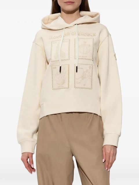 Moncler Grenoble plant-patterned cotton hoodie - Neutrals