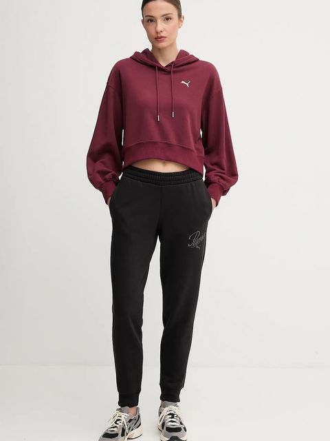 Puma bluza damska kolor bordowy z kapturem gładka 629746 - zdjęcie produktu nr 2