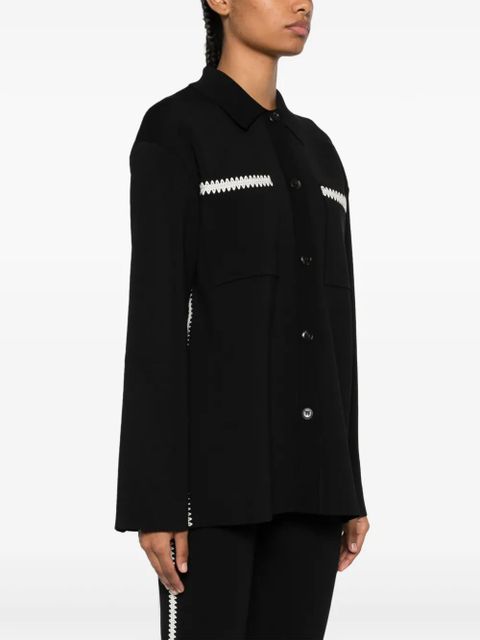 Nanushka Silvia crochet-trim shirt - Black