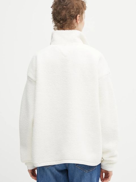 Tommy Jeans bluza polarowa damska kolor beżowy gładka DW0DW21596