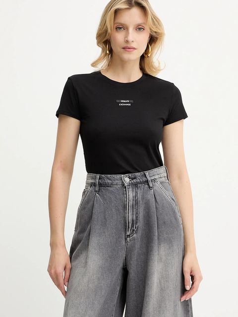 Armani Exchange t-shirt bawełniany damski kolor czarny XW001369 AF10356 - zdjęcie produktu nr 1