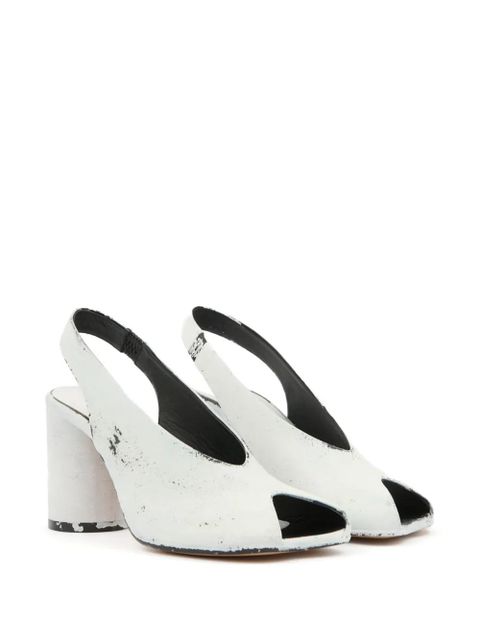 MM6 Maison Margiela painterly-print slingback sandals - White