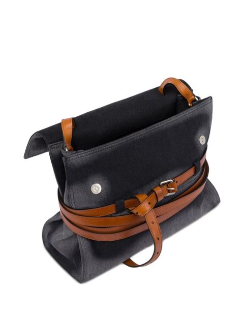 Moschino leather-trimmed denim shoulder bag - Black