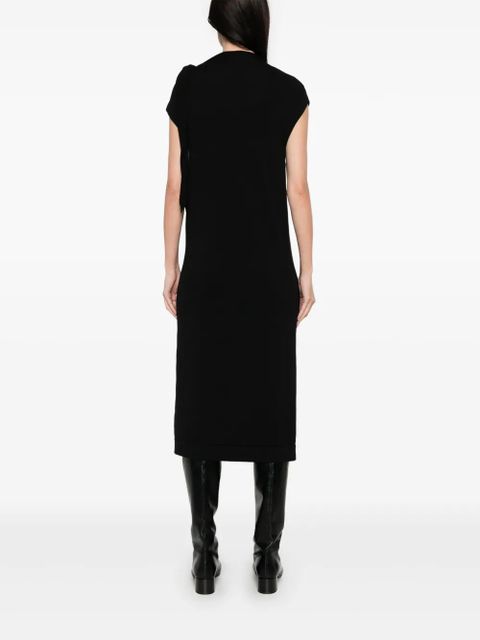 Jil Sander fine knit draped-detailed midi dress - Black