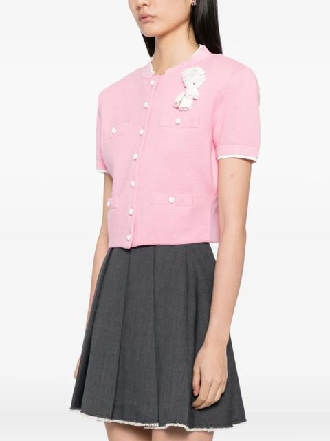 Self-Portrait crochet-flower knitted top - Pink