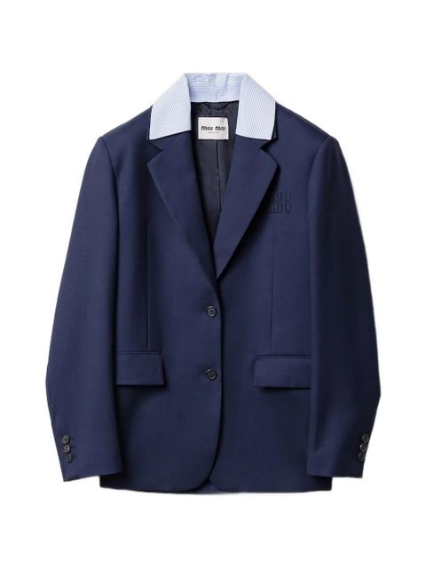 Miu Miu single-breasted wool blazer - Blue - zdjęcie produktu nr 1