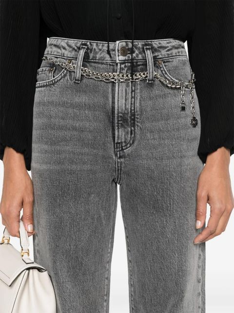 Maje chain-belt wide-leg jeans - Grey
