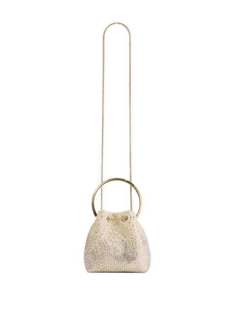 Jimmy Choo Bon Bon crystal-embellished bucket bag - Neutrals