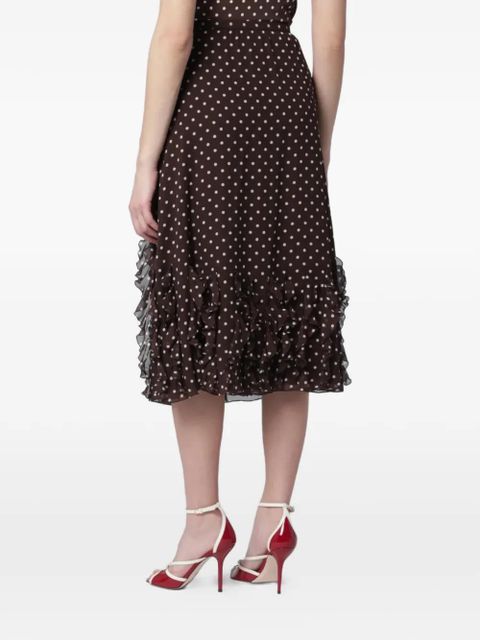 Valentino Garavani polka-dot ruffled skirt - Brown