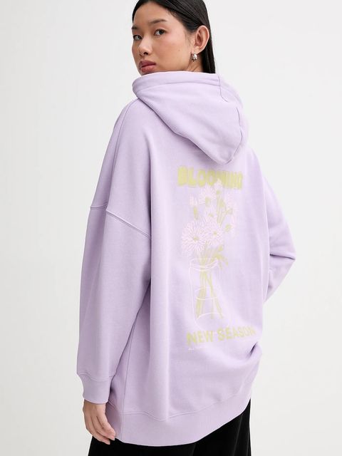 Marc O'Polo bluza bawełniana damska kolor fioletowy z kapturem gładka 5000009351 - zdjęcie produktu nr 1