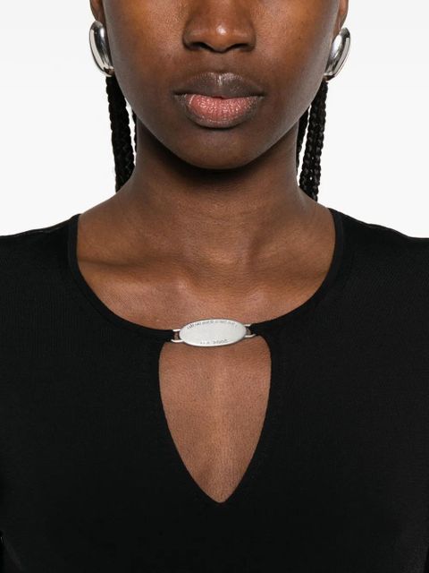 Alexander Wang metal logo V-neck mini dress - Black