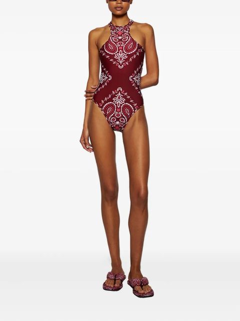 The Attico bandana-print halterneck swimsuit - Red - zdjęcie produktu nr 2