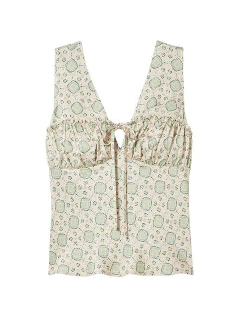 Claudie Pierlot printed V-neck top - Neutrals - zdjęcie produktu nr 1