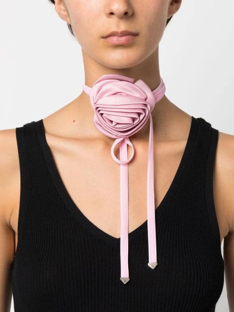Prada rose-appliqué choker necklace - Pink