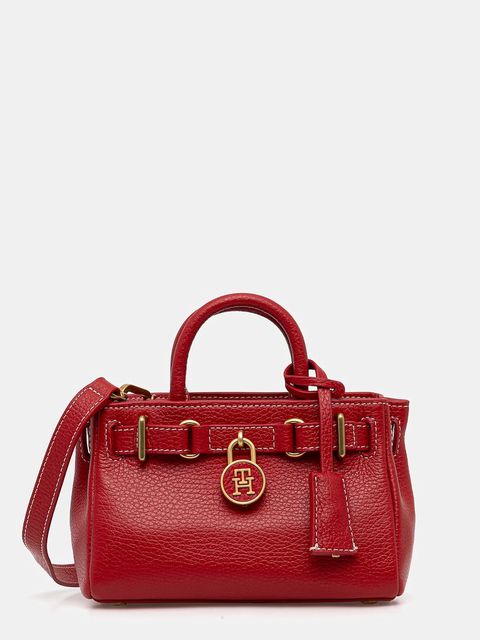 Tommy Hilfiger torebka skórzana kolor czerwony AW0AW18167 - zdjęcie produktu nr 1