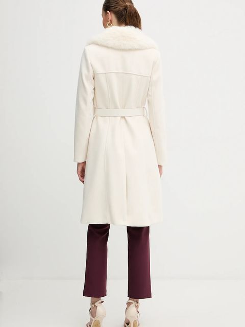 Guess płaszcz z domieszką wełny NEW PATRICE kolor beżowy W5BL25 W2672