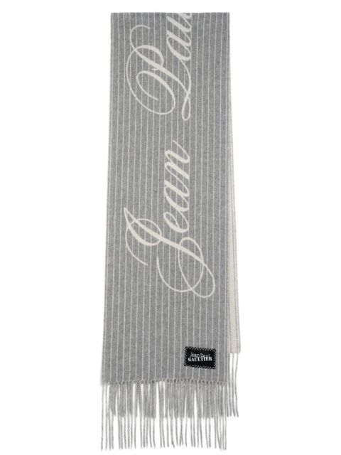 Jean Paul Gaultier pinstripes fringed scarf - Grey - zdjęcie produktu nr 2