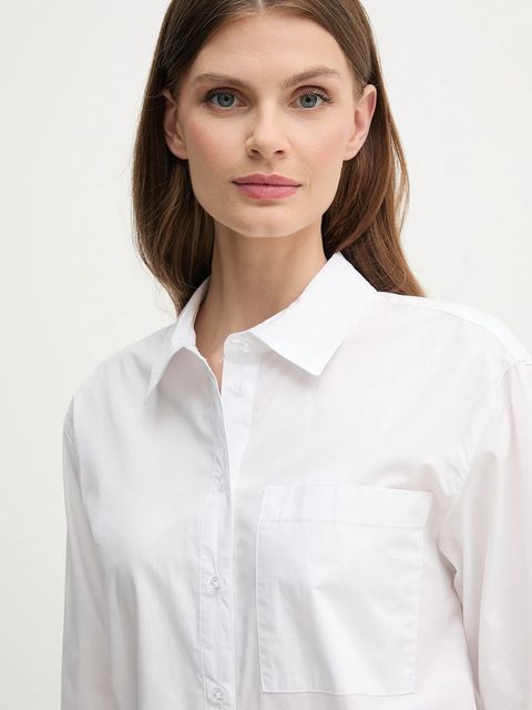 Dkny koszula bawełniana damska kolor biały relaxed z kołnierzykiem klasycznym DJ5W2108