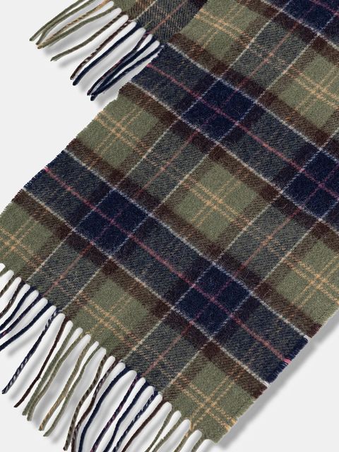 Barbour szalik wełniany kolor zielony gładki USC0001