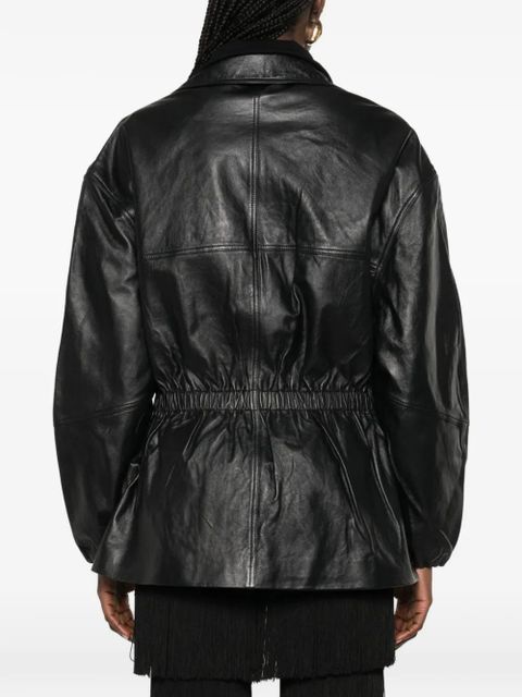 The Frankie Shop Carnaby Funnel neck leather jacket - Black