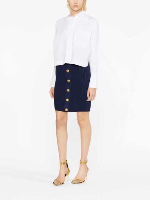 Balmain cable-knit pencil skirt - Blue