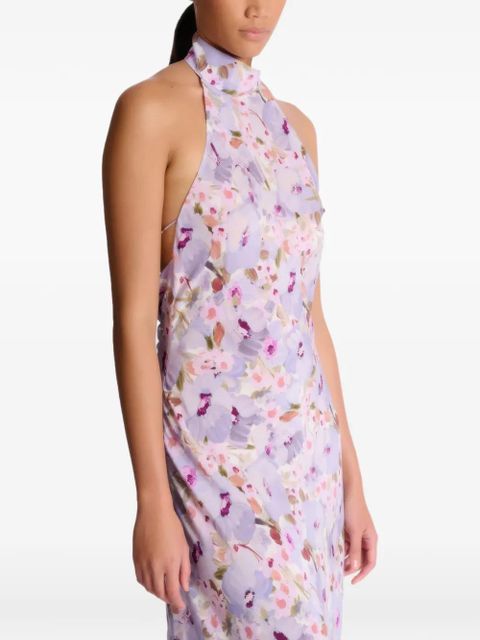 Balmain Poppy Flower halterneck dress - Purple